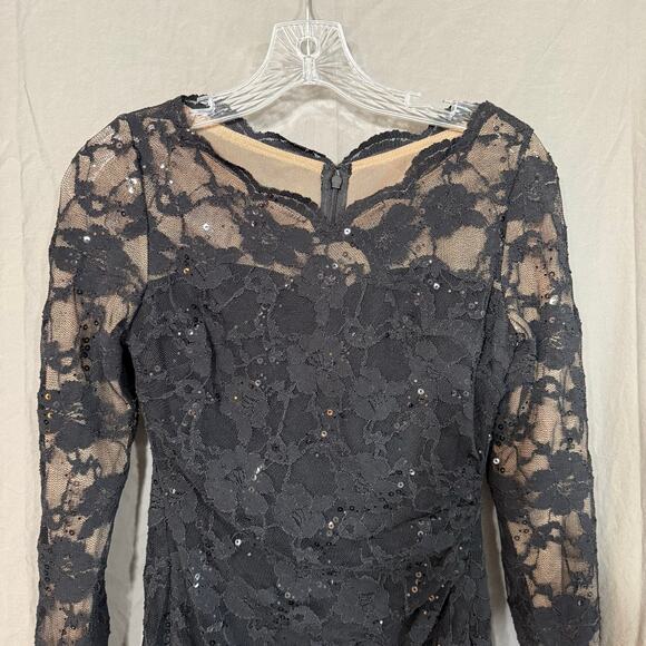 Lauren Ralph‎ Lauren Black Cocktail Dress Lace Sequin Glam Party Women's Size 2P - Picture 2 of 11